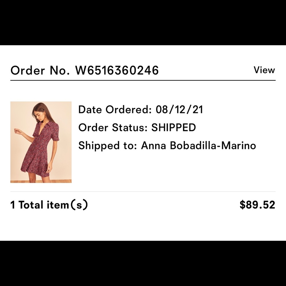 Reformation Johanne Dress - red ties in the back